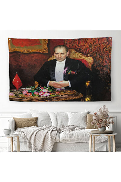 Harita Sepeti Keskin Bakışlı Atatürk Duvar Örtüsü-Halısı-6553