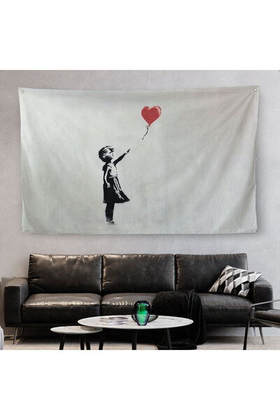 Harita Sepeti Banksy Devojka sa crvenim balonom, leteća platna za zid - Tepih...