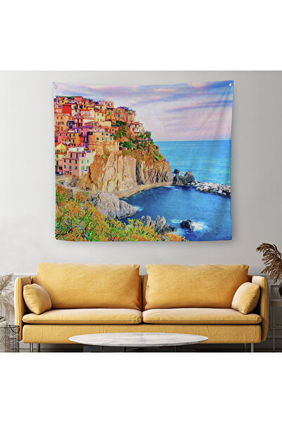 Harita Sepeti Manarola Činque Terre Italija Slikoviti platneni zidni pokrivač...