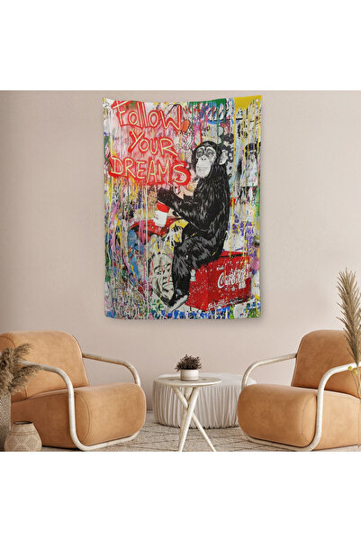 Harita Sepeti Prati svoje snove, majmun grafit poster, Banksy grafit zidni mu...