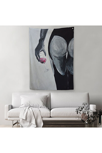 Harita Sepeti مفرش حائط امرأة تشرب النبيذ الأحمر - سجادة-6219