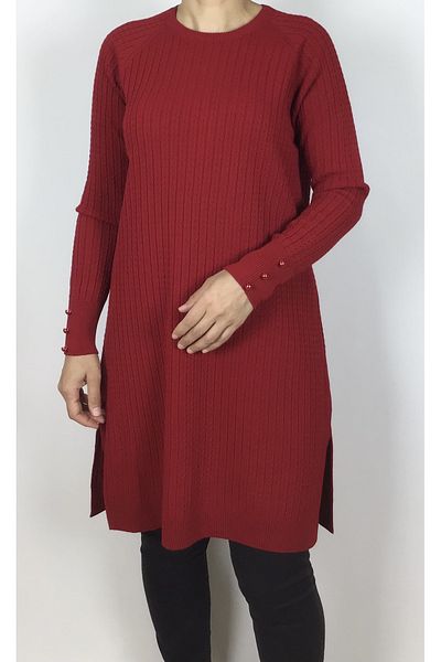 ECE GİYİM Button Detailed Hair Braid Patterned Thin Knitwear Tunik