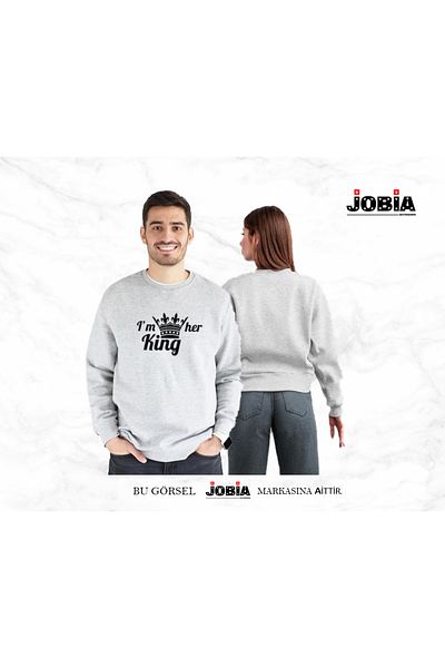 Jobia Outdoors Unisex Γυναικείες Άντρες King Quuen Printed Lover Couple Συνδυασμός λαιμόκοψης 3 κλωστών Σετ 2 τεμαχίων