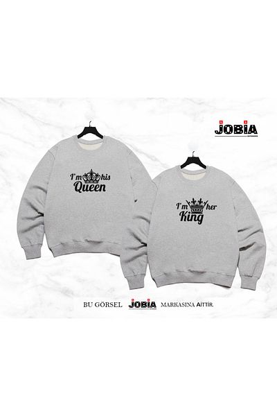 Jobia Outdoors Unisex Γυναικείες Άντρες King Quuen Printed Lover Couple Συνδυασμός λαιμόκοψης 3 κλωστών Σετ 2 τεμαχίων