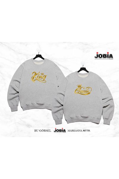 Jobia Outdoors Unisex Γυναικείες Άντρες King Quuen Printed Lover Couple Συνδυασμός λαιμόκοψης 3 κλωστών Σετ 2 τεμαχίων
