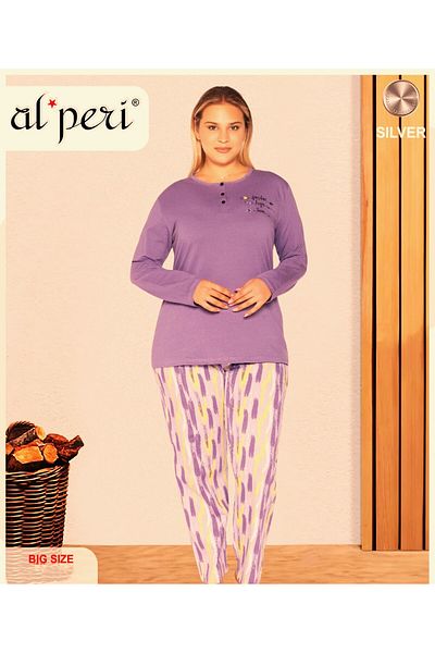Alperi Large Size Oversized Winter Long Sleeve Pajama Set