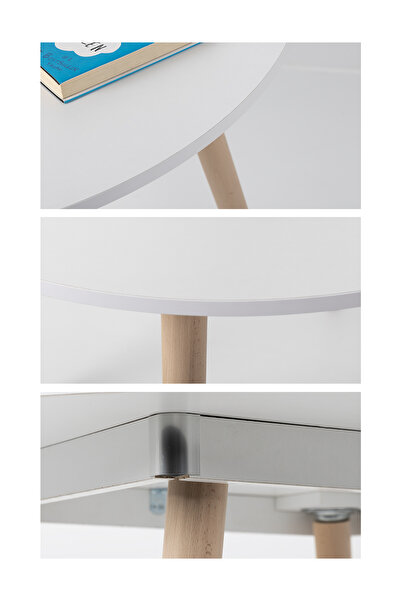 FLORADESİGN Bistro 80 Cm / Yuvarlak Mutfak Masası / Yuvarlak Yemek Masası / Beyaz