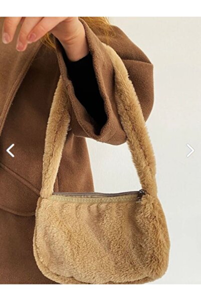 NEWISH POLO ACCESSORIES Γυναικεία τσάντα ώμου Milky Brown Χρώμα βελούδινο κου...