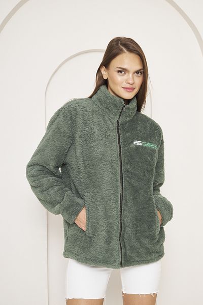 brako tekstil Cardigan de pluș unisex cu guler în picioare, față-verso