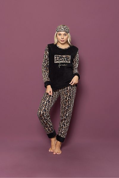 Asel Set de pijamale din lână cu model Lepar pentru damă