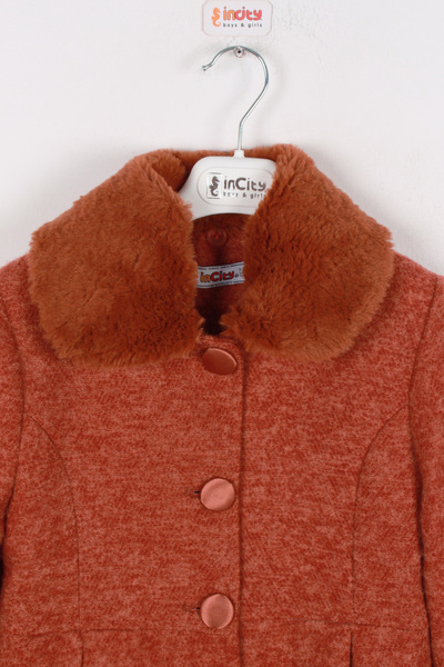 incity Дівчачий вовняний пальто з плюшевими деталями