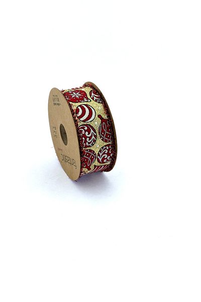 FANTASTIC KURDELE SNOWFLAKE / BALLOON PATTERNED WOVEN CHRISTMAS RIBBON WITH Glitter & Fringes (35mm WIDTH - 10m LENGTH)