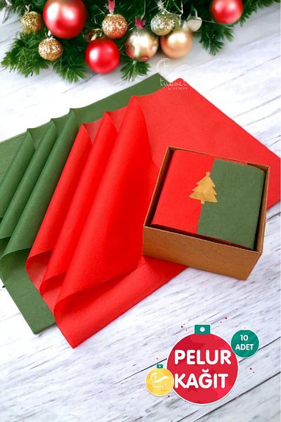 t tuğset etiket New Year's Colored Tissue Paper 50x70cm 10Pcs /Red Green Tissue Paper /New Year Packaging -T595