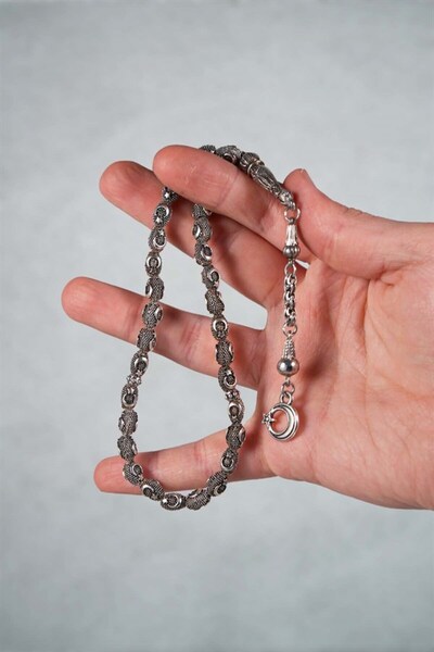 izmirpazarı Türk Bayrak Tasarımlı Gümüş Benzetmesi Metal Tesbih