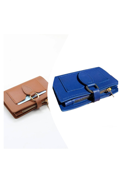 Everglow Jewelry محفظة نسائية بإبزيم وسحاب للإغلاق باللون البني