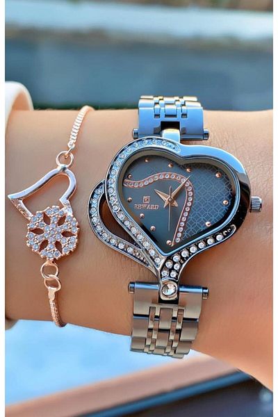 Reward Brand Smoke Color Waterproof Steel Cord Women's Wristwatch - Bracelet