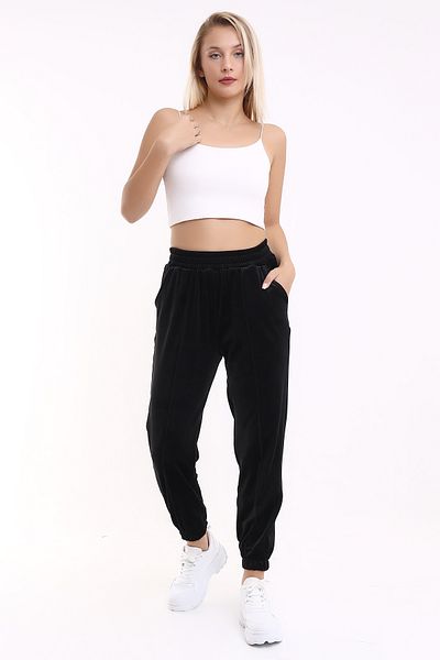 Winmoda34 Pantaloni de sport de damă, catifea moale, cu textura specială, Jogger, cu potrivire lejeră