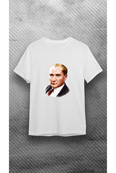 VİZYON İKRA 29. oktobar Ataturk Štampano Bela 100% pamuk Single jersey T-shirt