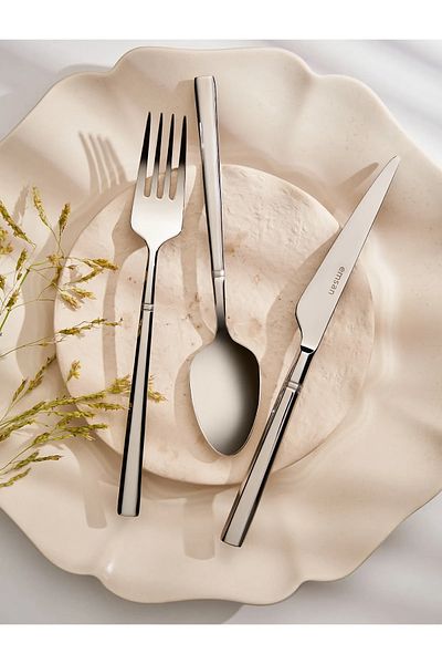 Emsan Penta 84 Pieces Premium Luxury Fork Spoon Knife Set for 12 People