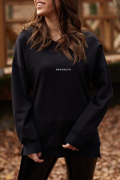 XHAN Brooklyn Basklı Sweatshirt  9KXK8-41670-02