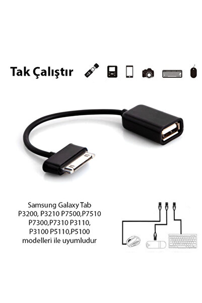 Ally Galaxy Tab P3200, P3210 P7500,P7510,P7300,P7310 P3110, P3100 P5110,P5100 Usb Otg Kablo RZ