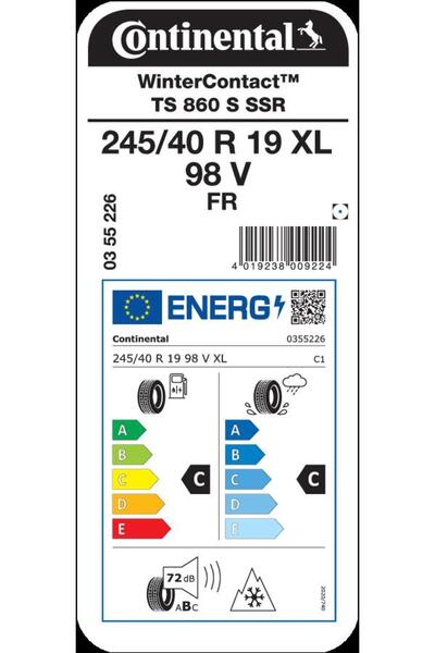 Continental 245/40 R19 98V XL FR WinterContact TS 860 S SSR Oto Kış Lastiği Üretim 2023