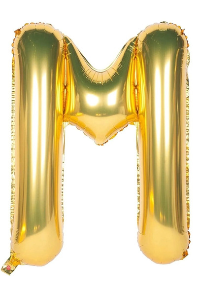GÜZELYÜZ AVM Gold Balon 100 cm M Harfi - Harf Folyo Balon Altın Balon Büyük M...