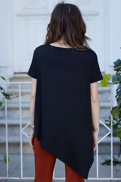 XHAN Women's Navy Blue Asymmetric Blouse 0yxk2-43358-14