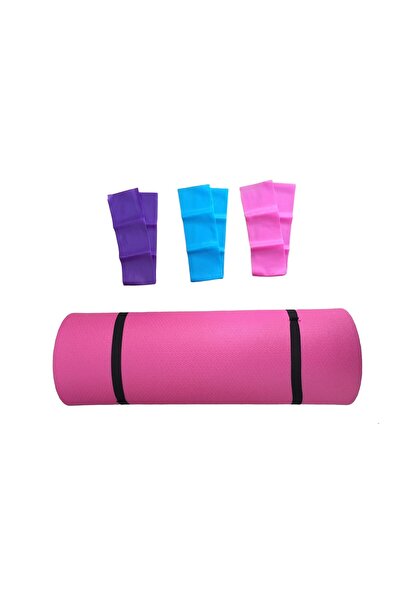 pekial Ckspor 14 mm Çift Taraflı Pilates Matı 3'lü Pilates Bandı Pilates Seti
