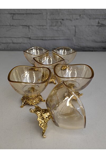ALANYA HOME DECOR 6 PCS GOLD-FOOT MINI BOWL DRAGEE COFFEE CHOCOLATE 6ADET ALT...