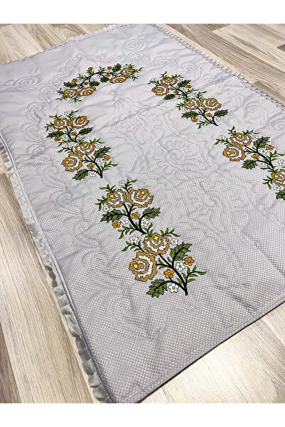AYHANHOME Κεντητό σατέν χαλί προσευχής από προίκα σε καμβά