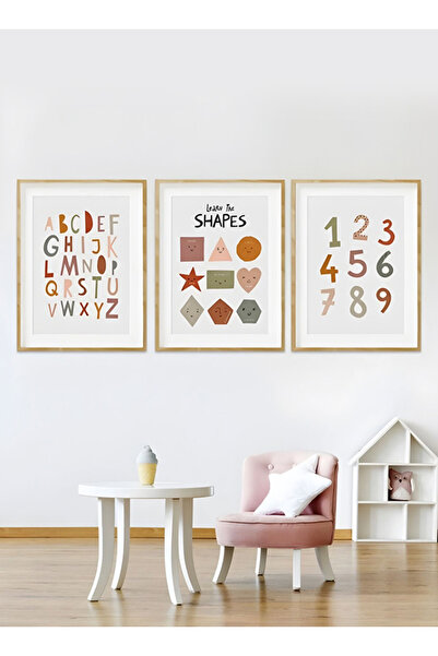 TRENDPOSTER Çocuk / Bebek Odası Şekilleri Öğretici Ahşap Mdf Duvar Tablosu Çe...