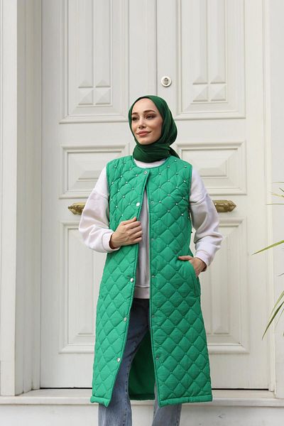 lurex moda STONE DETAILED LONG VEST