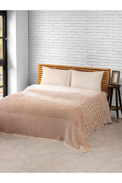 MYLASA HOME Double Ethnic Patterned 100% Organic Cotton Muslin Bedspread