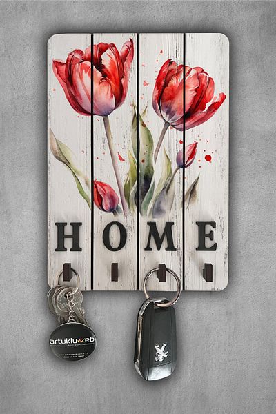 beedene White Decorative Wood - Key Hanger and Tulip Table Key Holder