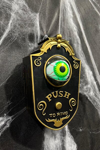 Huzur Party Store Siyah Gold Oynar Gözlü Kapı Zili 4 Farklı Zil Sesi Asma Aparatlı 18x11 Cm Halloween Cadılar Bayramı