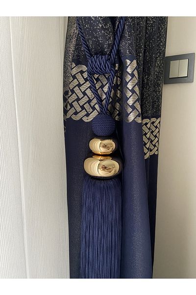 Akcan Navy Blue Color Gold Panama Long Bracelet