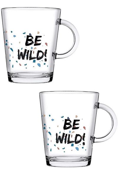 Paşabahçe 55243 Terazzo 385cc Set of 2 Be Wild Glass Mug Set