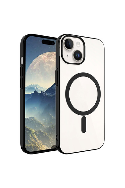 UnDePlus Apple iPhone 15 Plus Kılıf Magsafe Sararmaz Şeffaf Sert Fit Kapak