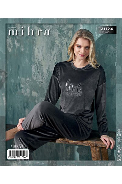 Mihra MİHRA13112-4 طقم بيجامة شتوية نسائية من القطيفة