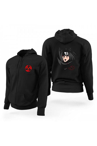 Z zepplin Черен суитшърт с качулка с цип и качулка на Naruto Uchiha Itachi