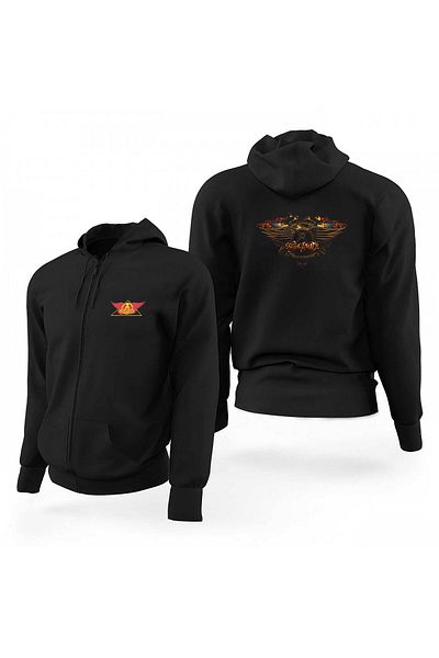 Z zepplin Суитшърт с качулка Aerosmith Force One Black Zipper Limited Edition