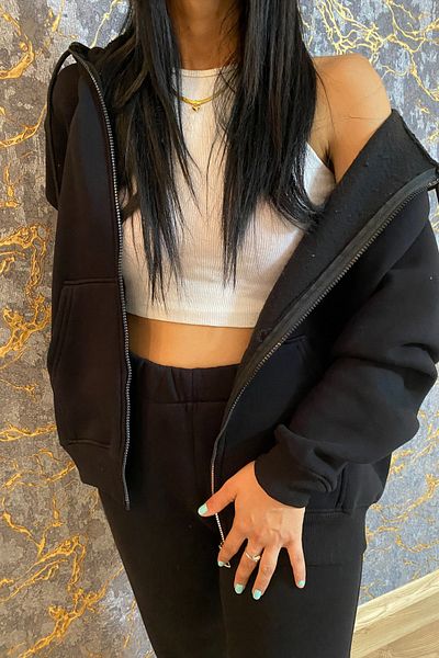 fevil Φούτερ Unisex Oversize με φερμουάρ με 3 κλωστές
