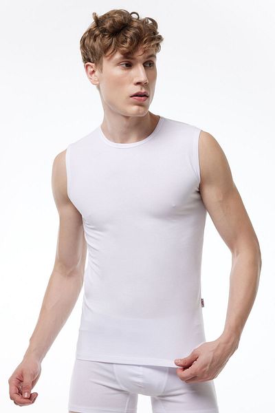 Malabadi Men's White Round Neck Sleeveless Modal Body 007