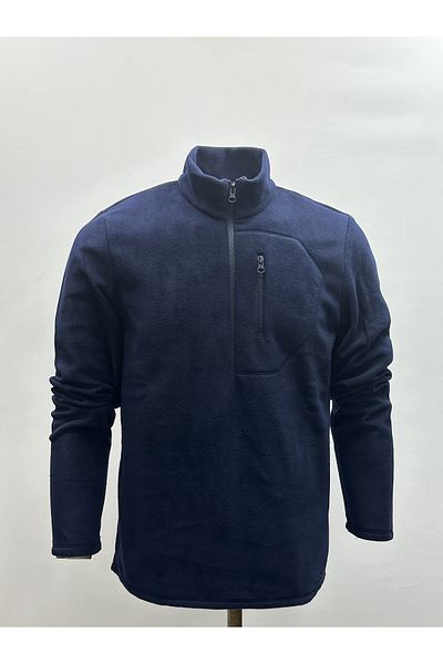 NJM SPORT WEAR Ανδρικό γιακά με μπλε ναυτικό κατά της διάτρησης, χωρίς διάτρηση, κρύο ανθεκτικό φλις μισό φερμουάρ