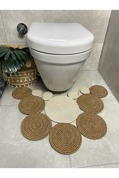 MaVaux ساكورا جوت، قش، ممسحة، سجادة حمام، سجادة مقعد المرحاض، سجادة مقعد المرحاض، مزدوجة الجوانب