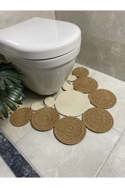 MaVaux Sakura Jute, Straw, Doormat, Bathroom Mat, Toilet Seat Mat, Toilet Seat Mat, Double Sided
