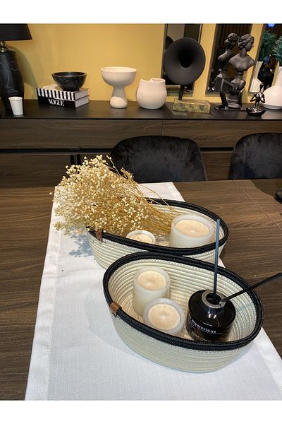 MaVaux Coș de iută Milano din 2 piese cu aspect răchită - Organizator decorativ
