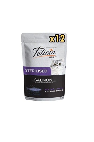 Felicia Tahılsız Sterilised Kısırlaştırılmış Somonlu Yaş Kedi Maması 85 Gr (1...