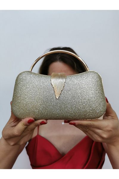 NAZART Rochie de seară cu sclipici auriu nisip pentru femei, portofoliu, geantă de seară de logodnă de nuntă